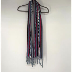 Smartwool Scarf 64x9 Blue Striped Pine Lake Chevron Merino Wool Blend SW0SC179
